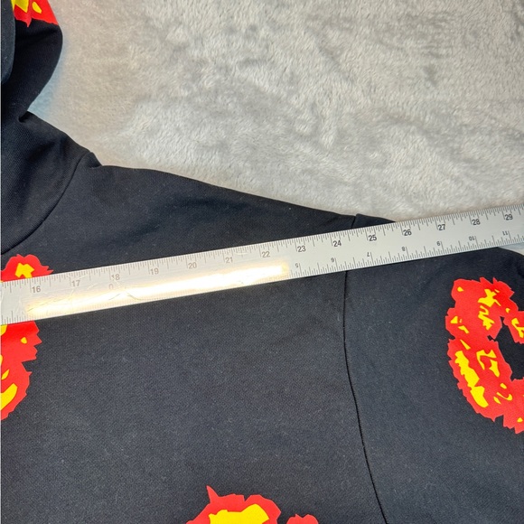 Denim Tear Black Hoodie with Red and Orange Fire Pattern - Picture 8 of 9